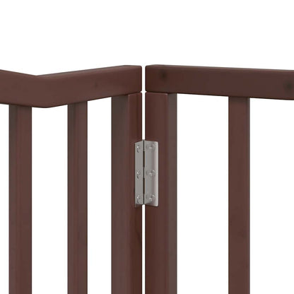 Dog Gate with Door Foldable 4 Panels Brown Oak 320 cm Poplar Wood