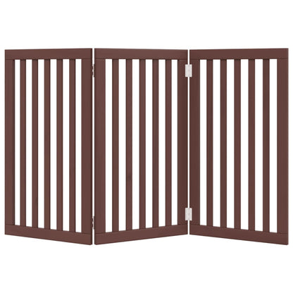 Dog Gate Foldable 3 Panels Brown 150 cm Poplar Wood