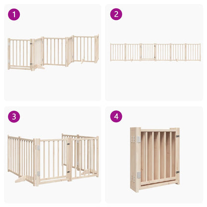 Dog Gate with Door Foldable 6 Panels 300 cm Solid Wood Fir