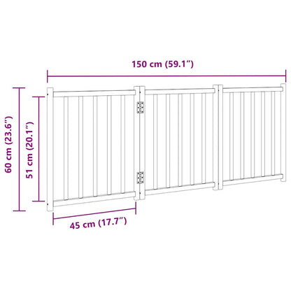 Dog Gate Foldable 3 Panels White 150 cm Solid Wood Fir