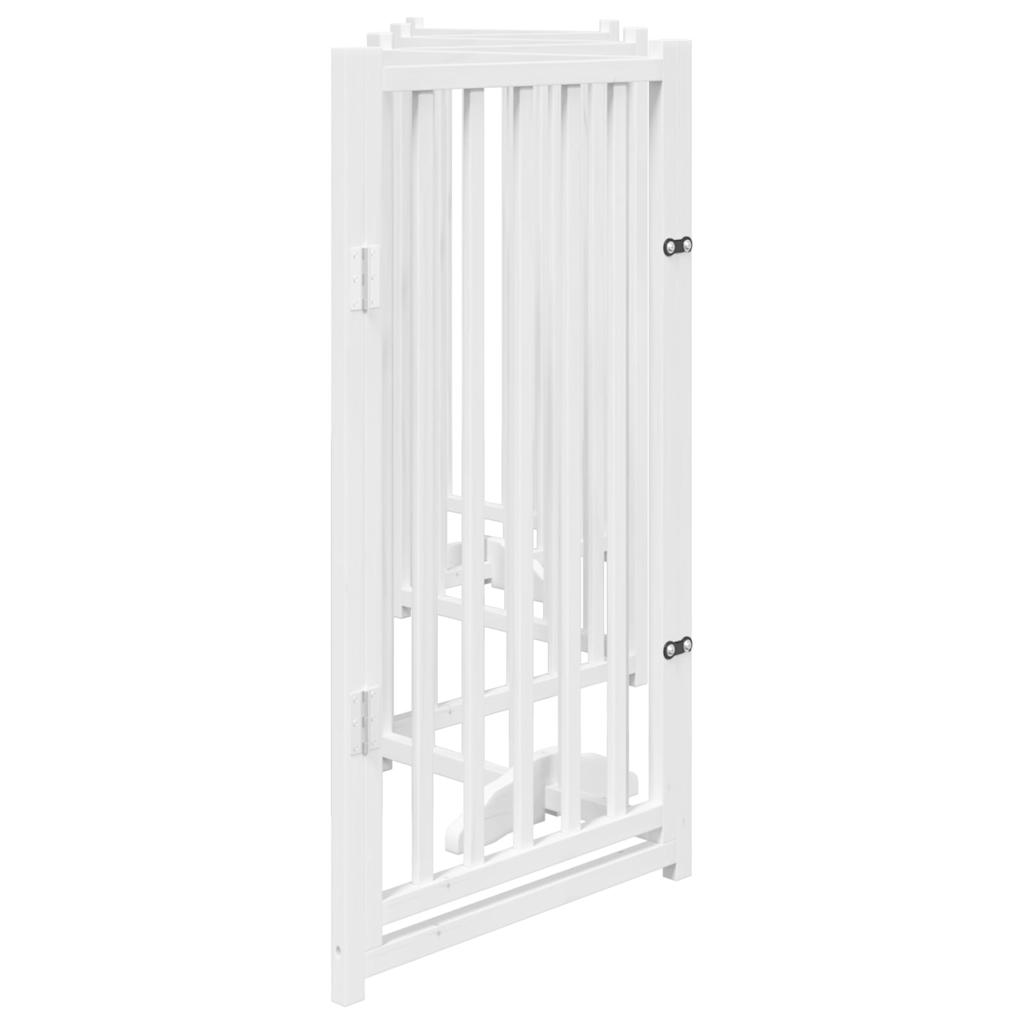 Dog Gate with Door Foldable 6 Panels White 300cm Solid Wood Fir
