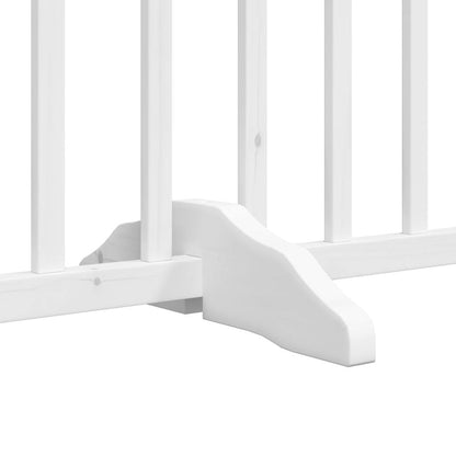 Dog Gate with Door Foldable 6 Panels White 300cm Solid Wood Fir