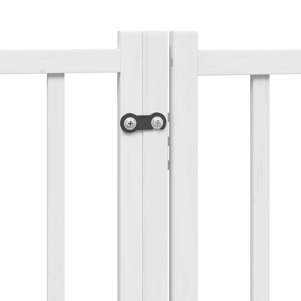 Dog Gate with Door Foldable 6 Panels White 300cm Solid Wood Fir