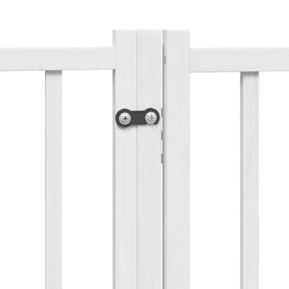 Dog Gate with Door Foldable 6 Panels White 300cm Solid Wood Fir