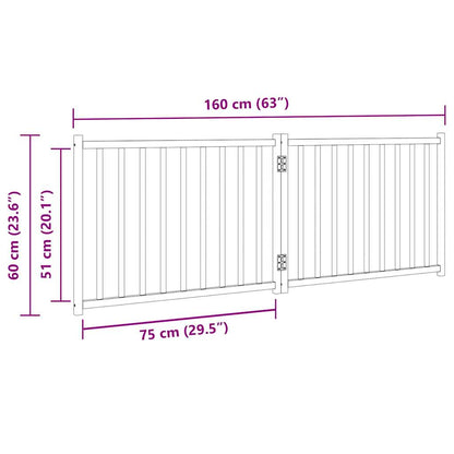 Dog Gate Foldable 2 Panels White 160 cm Solid Wood Fir
