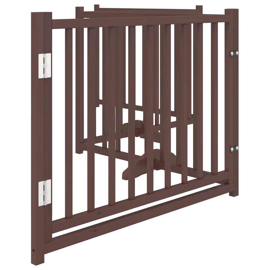 Dog Gate with Door Foldable 4 Panels Brown Oak 320 cm Solid Wood Fir