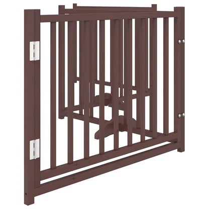 Dog Gate with Door Foldable 4 Panels Brown Oak 320 cm Solid Wood Fir