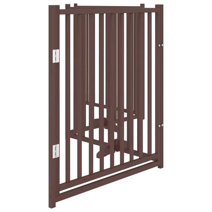 Dog Gate with Door Foldable 4 Panels Brown Oak 320 cm Solid Wood Fir