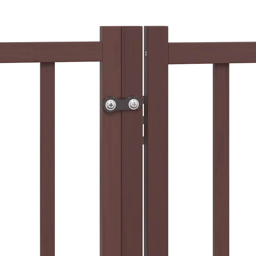Dog Gate with Door Foldable 4 Panels Brown Oak 320 cm Solid Wood Fir