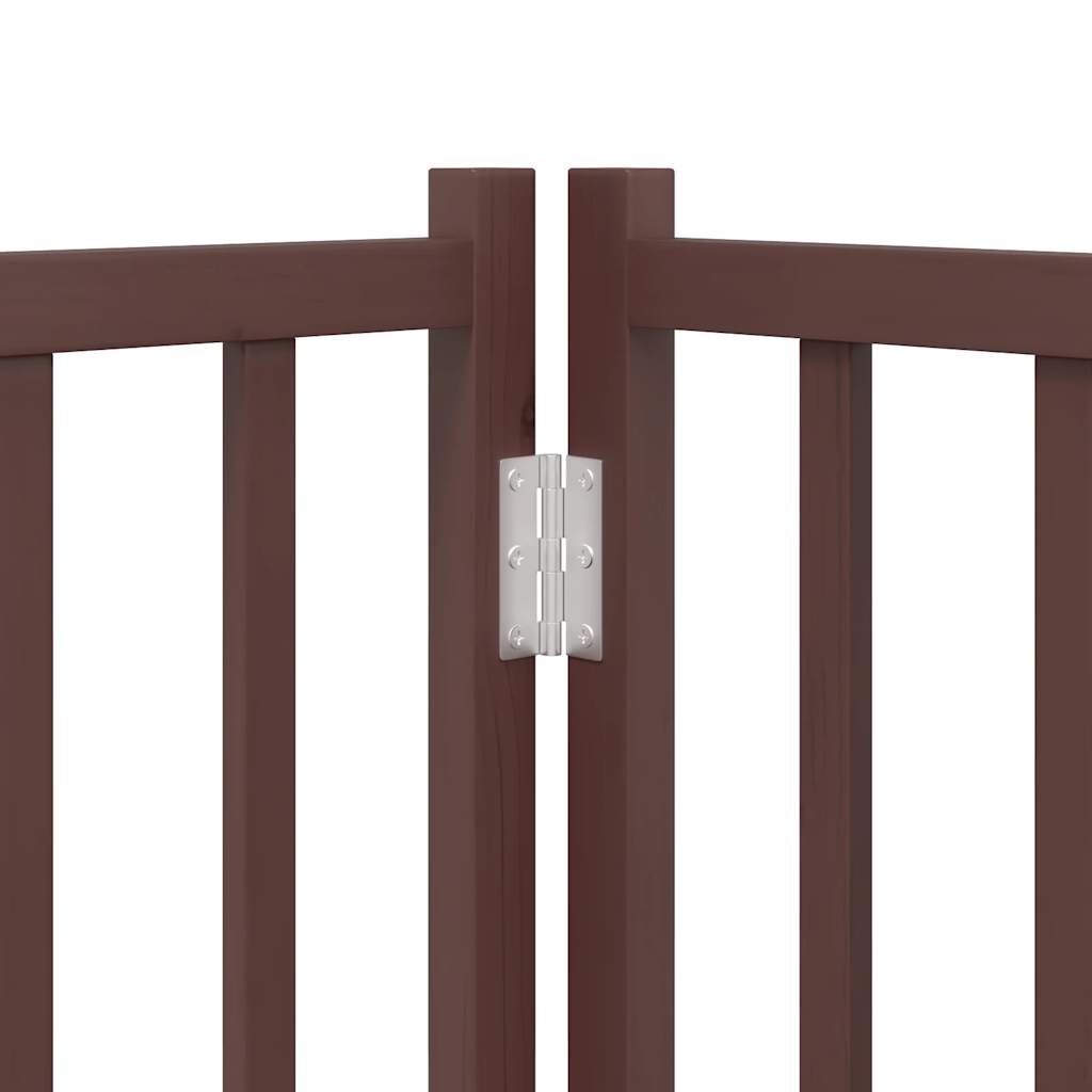 Dog Gate with Door Foldable 4 Panels Brown Oak 320 cm Solid Wood Fir