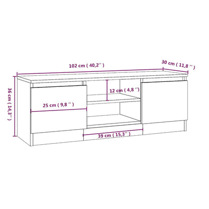 TV Cabinet with Door Smoked Oak 102x30x36 cm