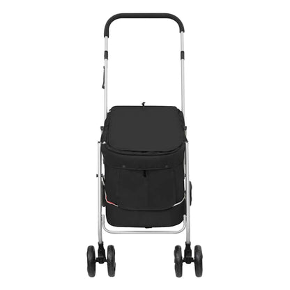 Folding Dog Stroller Black 100x49x96 cm Linen Fabric