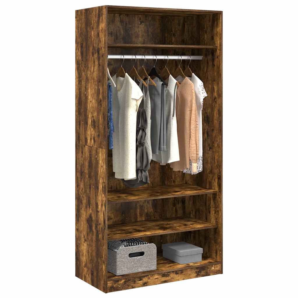 Wardrobe Smoked Oak 100x50x200 cm Engineered Wood