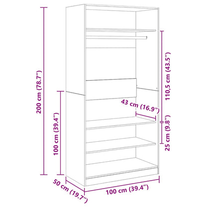 Wardrobe Brown Oak 100x50x200 cm Engineered Wood