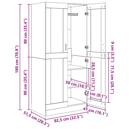 Wardrobe Smoked Oak 82.5x51.5x180 cm Engineered Wood