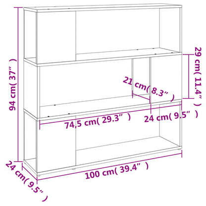 Book Cabinet/Room Divider Grey Sonoma 100x24x94 cm