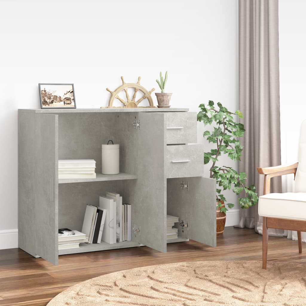 Sideboard Concrete Grey 91x29,5x75 cm Engineered Wood