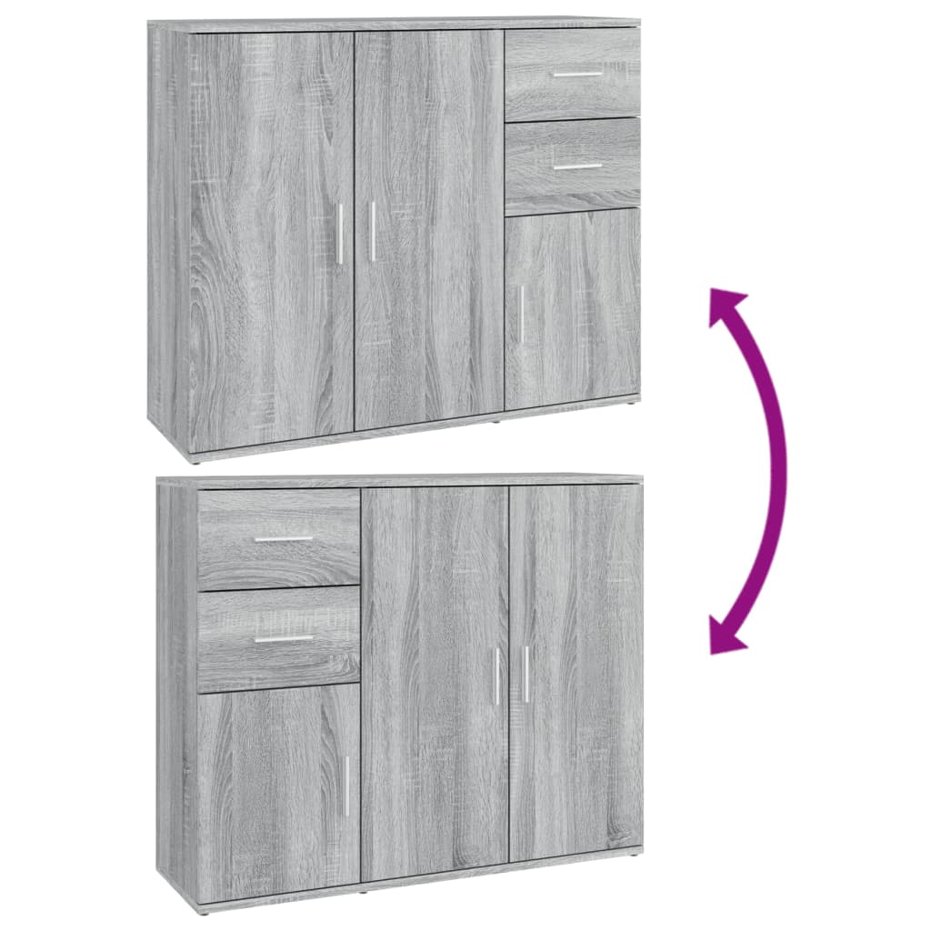 Sideboard Grey Sonoma 91x29,5x75 cm Engineered Wood