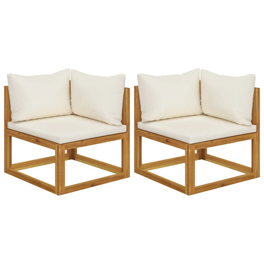 Sectional Corner Sofas 2 pcs with Cushions Solid Wood Acacia