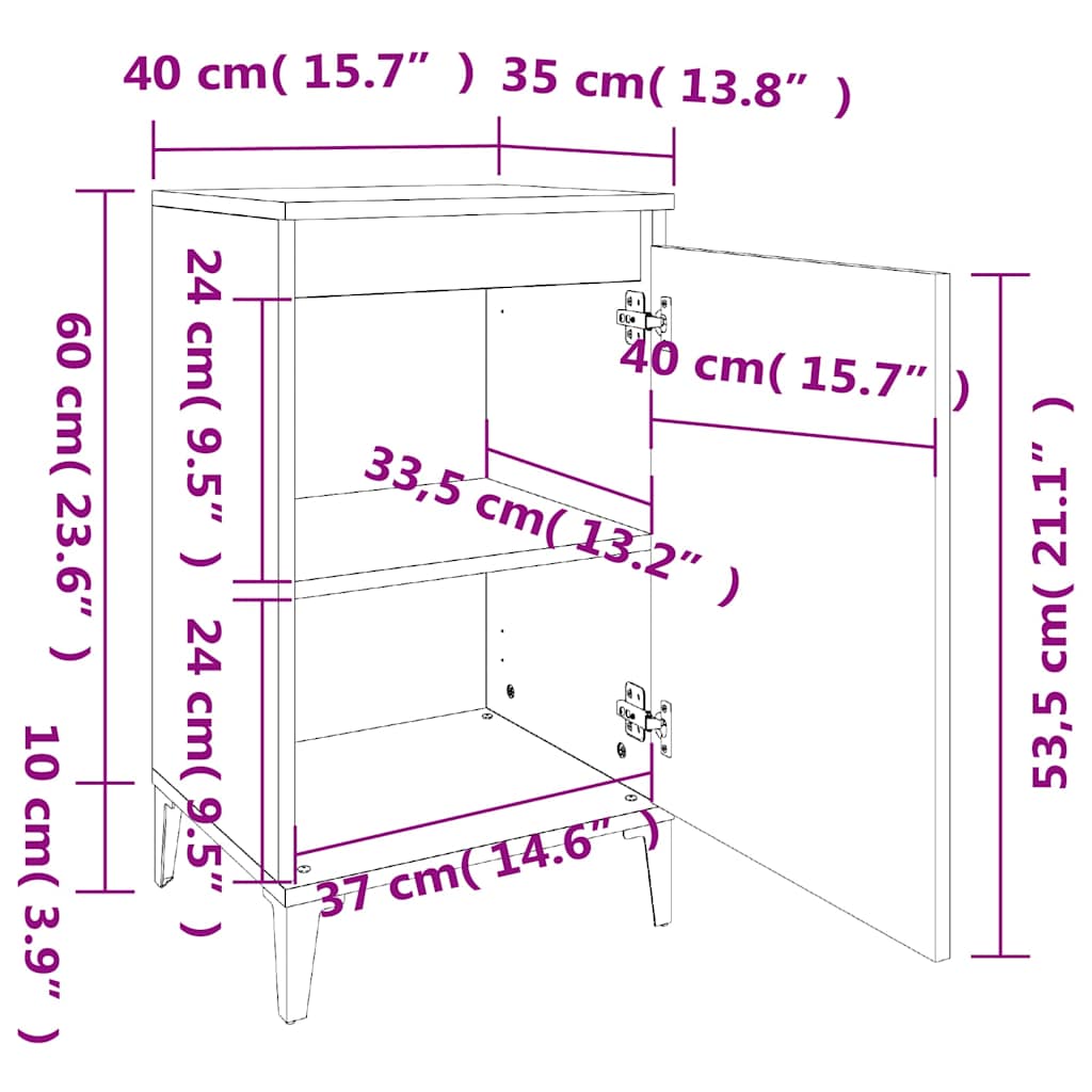 Bedside Cabinets 2 pcs Smoked Oak 40x35x70 cm Engineered Wood