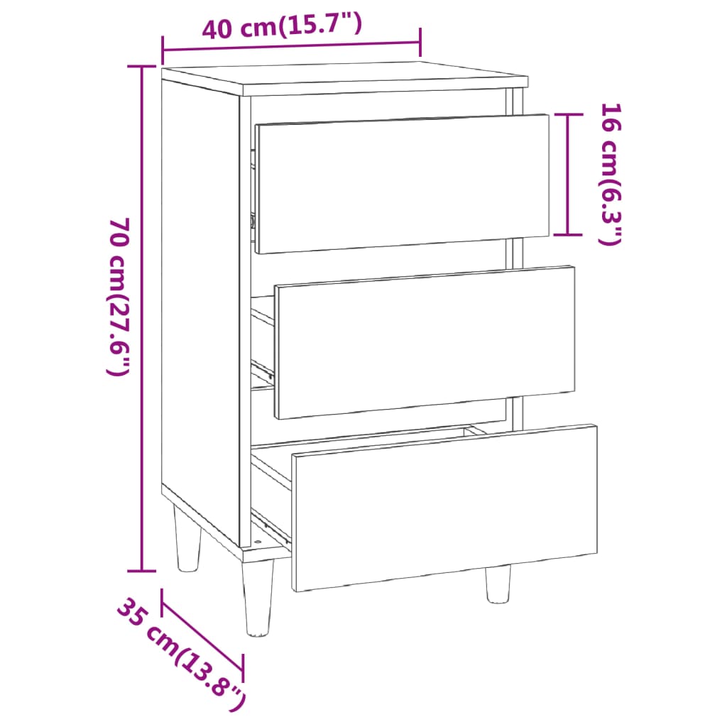 Bedside Cabinet Grey Sonoma 40x35x70 cm Engineered Wood
