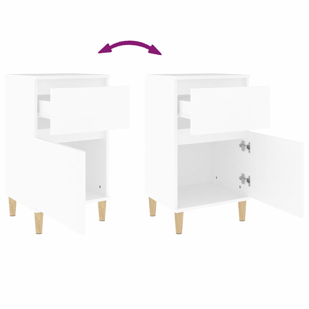 Bedside Cabinet White 40x35x70 cm