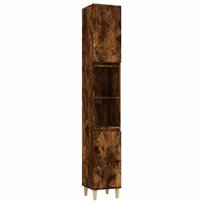 Bathroom Cabinet Smoked Oak 30x30x190 cm Engineered Wood