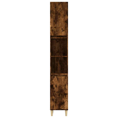 Bathroom Cabinet Smoked Oak 30x30x190 cm Engineered Wood