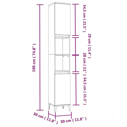 Bathroom Cabinet White 30x30x190 cm Engineered Wood