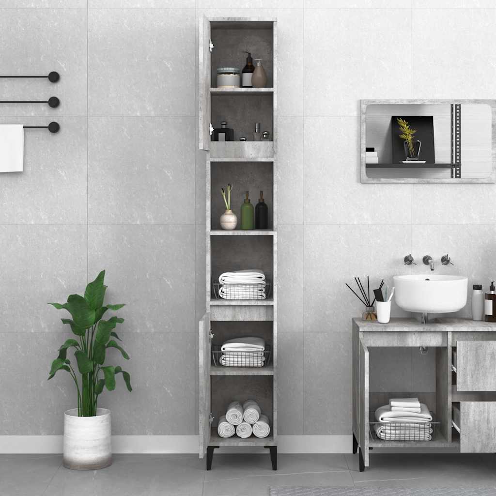 Bathroom Cabinet Concrete Grey 30x30x190 cm Engineered Wood