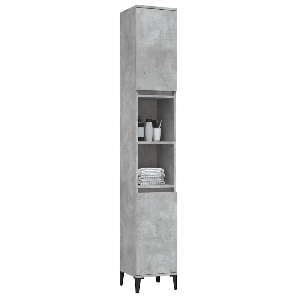 Bathroom Cabinet Concrete Grey 30x30x190 cm Engineered Wood
