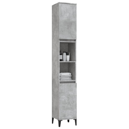 Bathroom Cabinet Concrete Grey 30x30x190 cm Engineered Wood