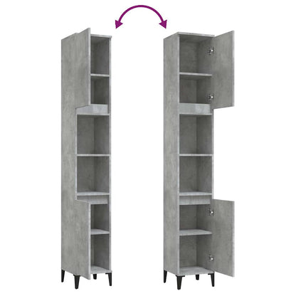 Bathroom Cabinet Concrete Grey 30x30x190 cm Engineered Wood
