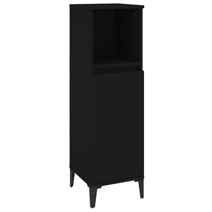 Bathroom Cabinet Black 30x30x100 cm Engineered Wood