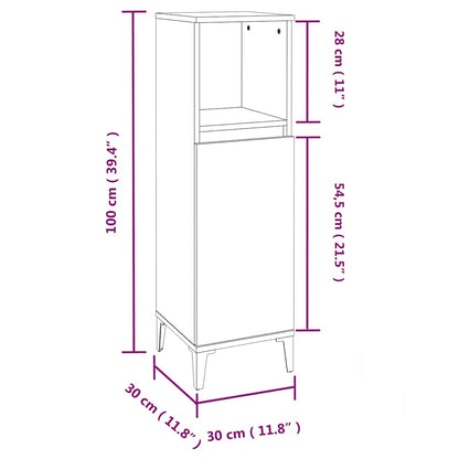 Bathroom Cabinet Smoked Oak 30x30x100 cm Engineered Wood