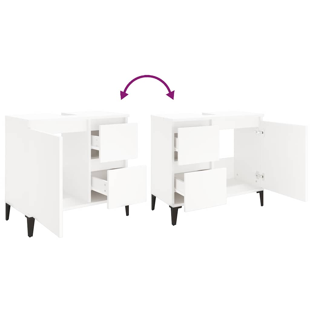 Bathroom Cabinet | White | Engineered wood, metal | Medium