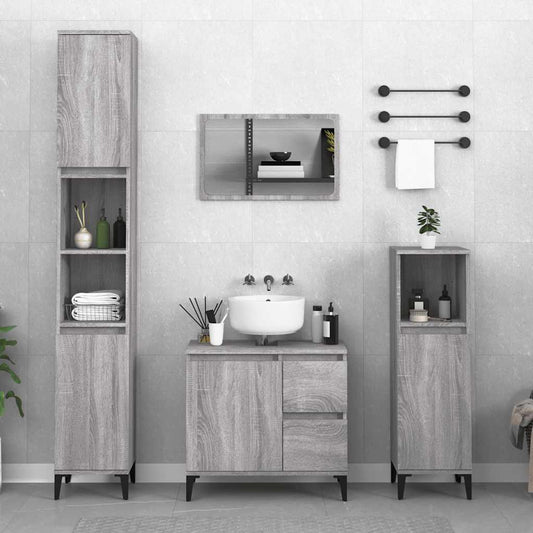 Bathroom Cabinet | Grey Sonoma | Engineered Wood, Metal | Standard