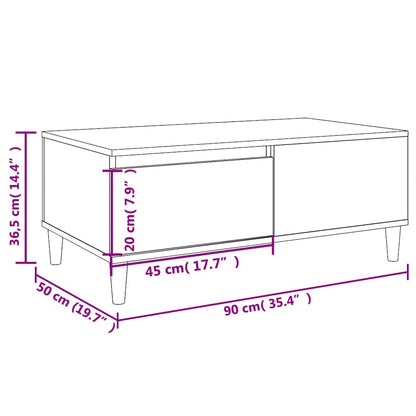 Coffee Table White 90x50x36,5 cm Engineered Wood