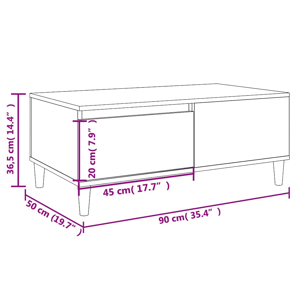 Coffee Table Concrete Grey 90x50x36,5 cm Engineered Wood