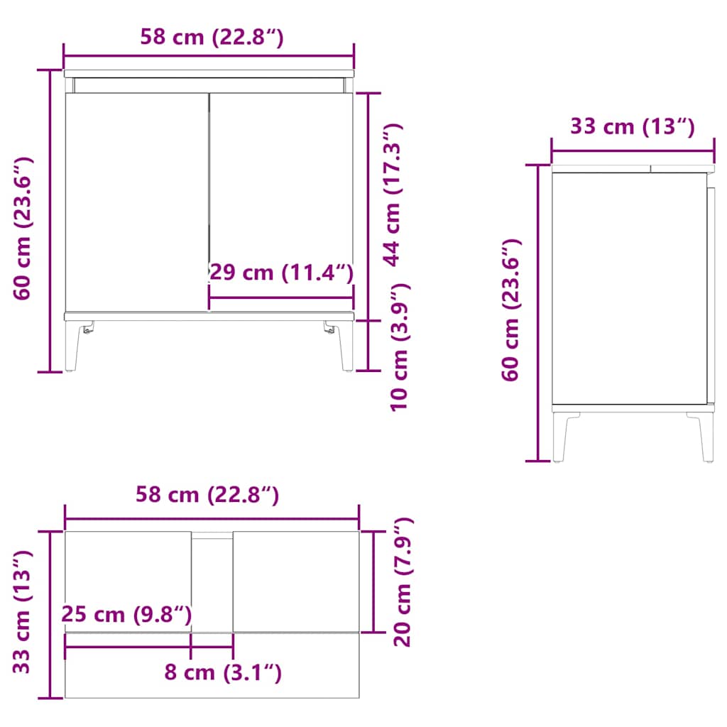 Sink Cabinet White 58x33x60 cm Engineered Wood