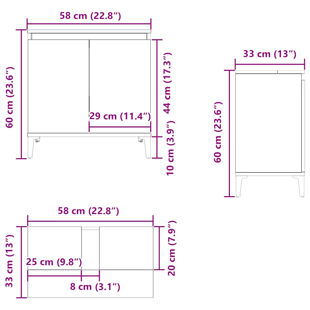 Sink Cabinet Smoked Oak 58x33x60 cm Engineered Wood
