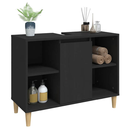 Sink Cabinet Black 80x33x60 cm Engineered Wood