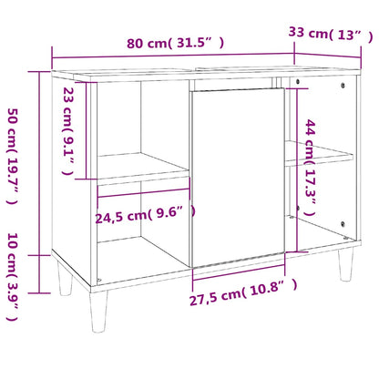 Sink Cabinet Black 80x33x60 cm Engineered Wood