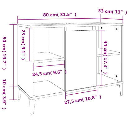 Sink Cabinet White 80x33x60 cm Engineered Wood