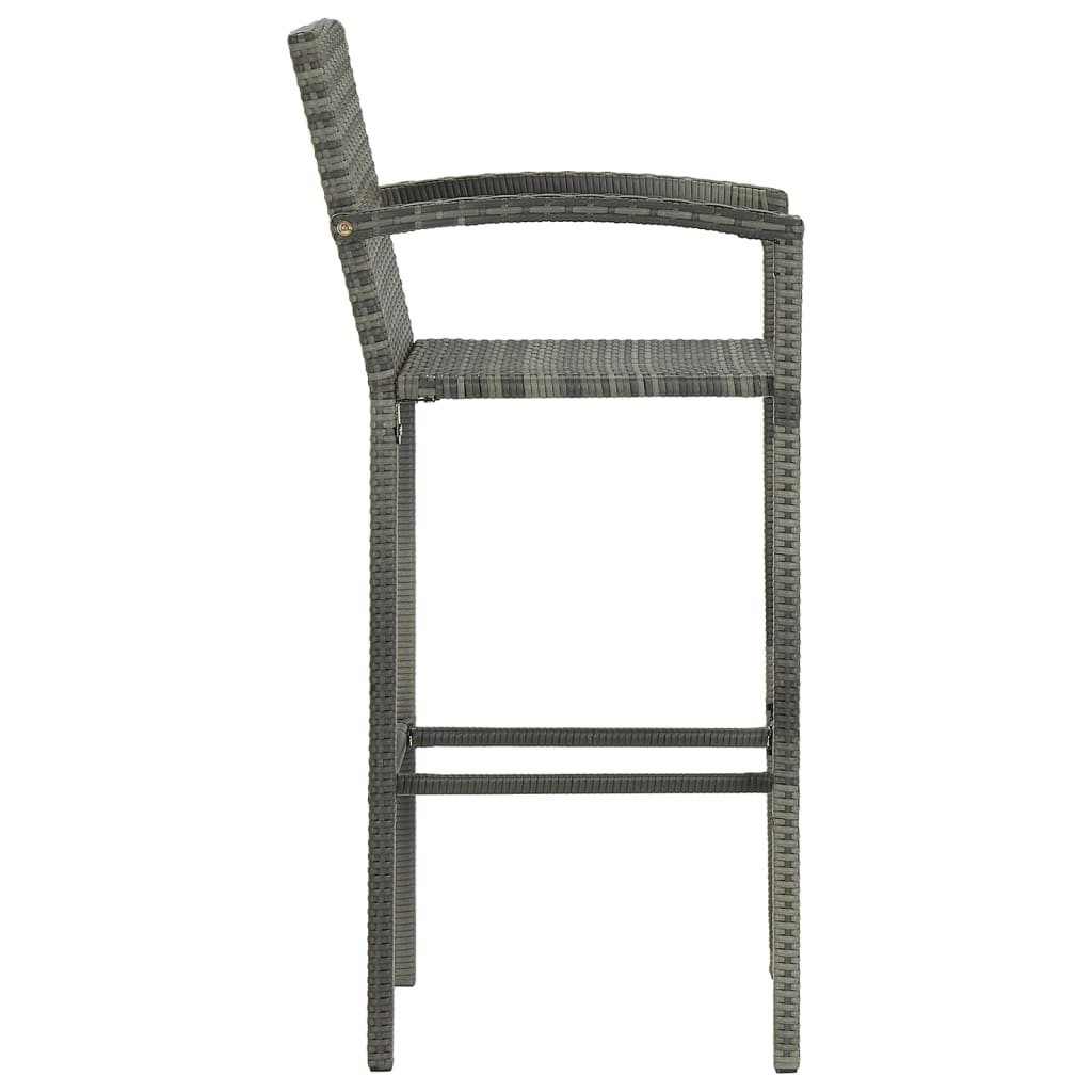 Bar Stools 2 pcs Grey Poly Rattan