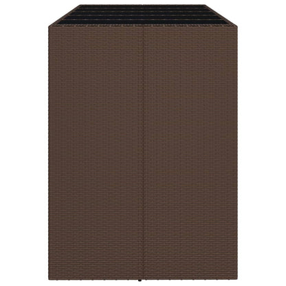 Bar Table with Glass Top Brown 185x80x110 cm Poly Rattan