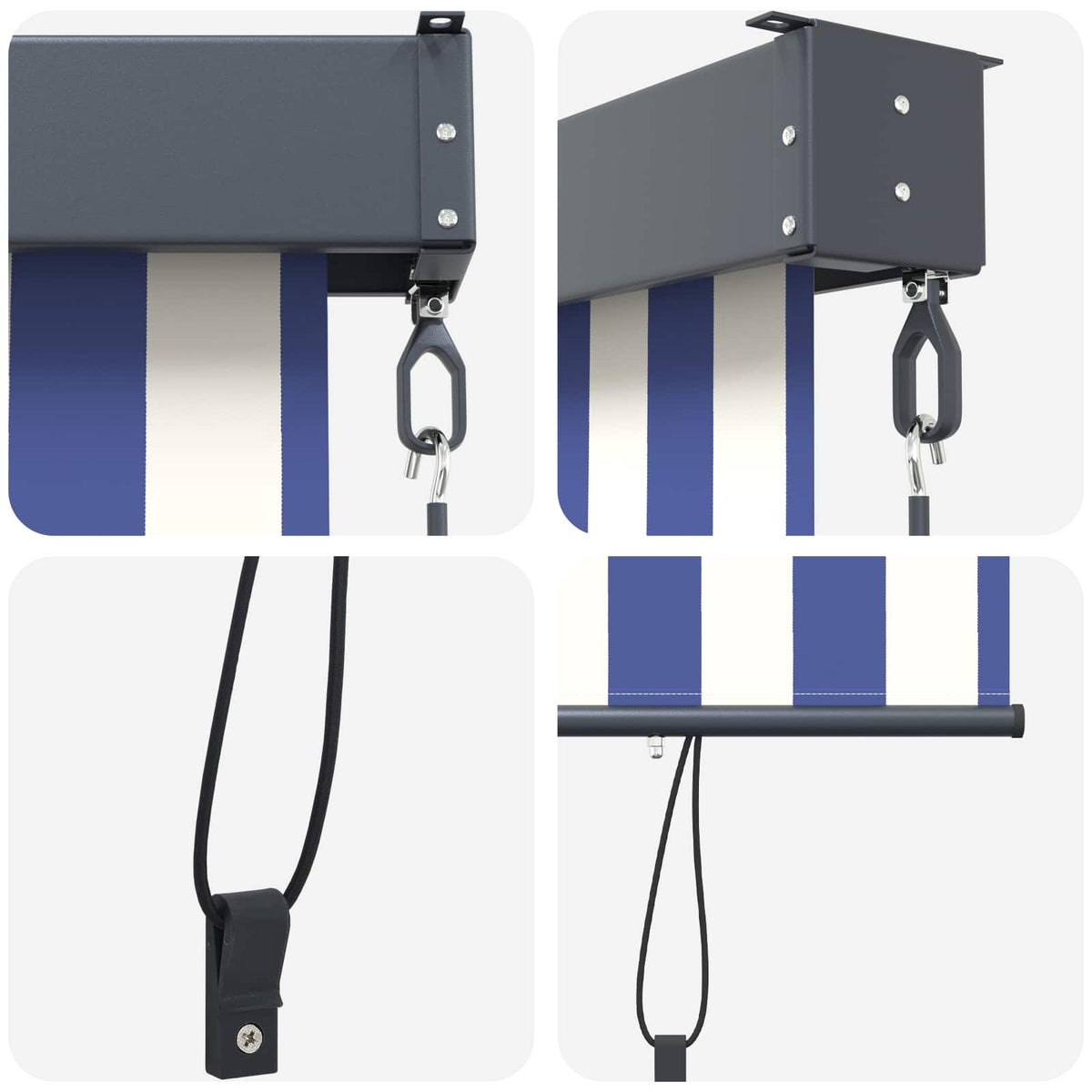 Roller Blind Blue and White 180 x 250 cm Fabric and Aluminum