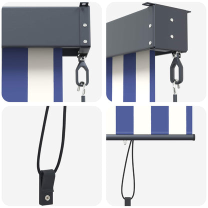 Roller Blind Blue and White 180 x 250 cm Fabric and Aluminum