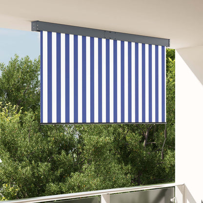 Roller Blind Blue and White 180 x 250 cm Fabric and Aluminum