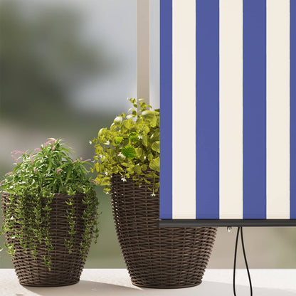 Roller Blind Blue and White 180 x 250 cm Fabric and Aluminum
